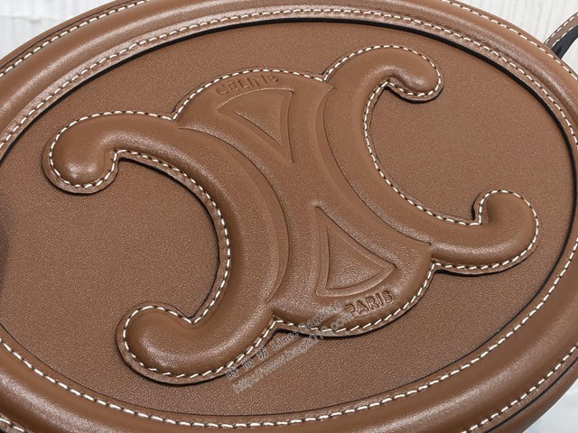 Celine專櫃2022新款經典凱旋門Logo大月餅包斜挎女包 賽琳OVAL CUIR TRIOMPHE大光滑牛皮革橢圓形手袋 sldj2260